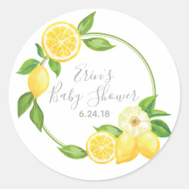 Redonda Amarillo Floral De Limón Gracias Pegatina De Etiqu