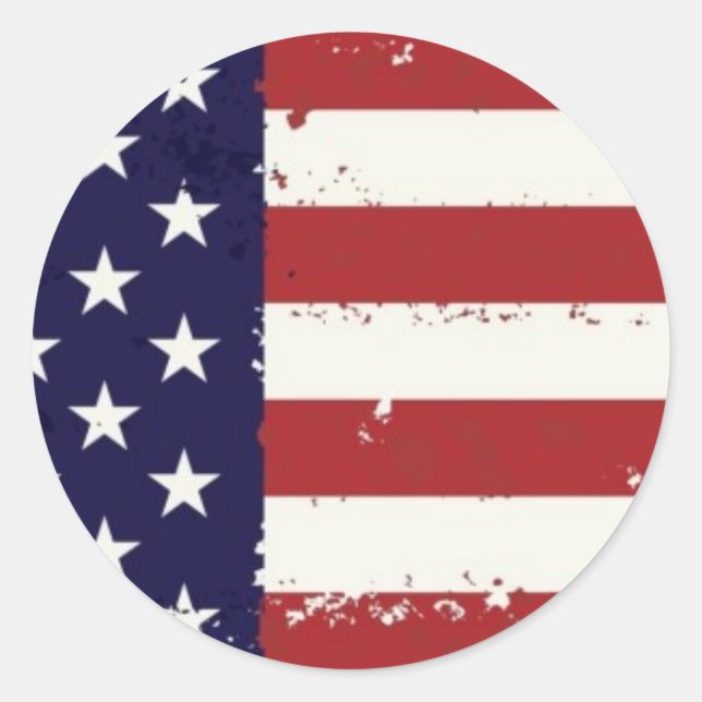 Redonda Americana Bandera Pegatina (Anverso)