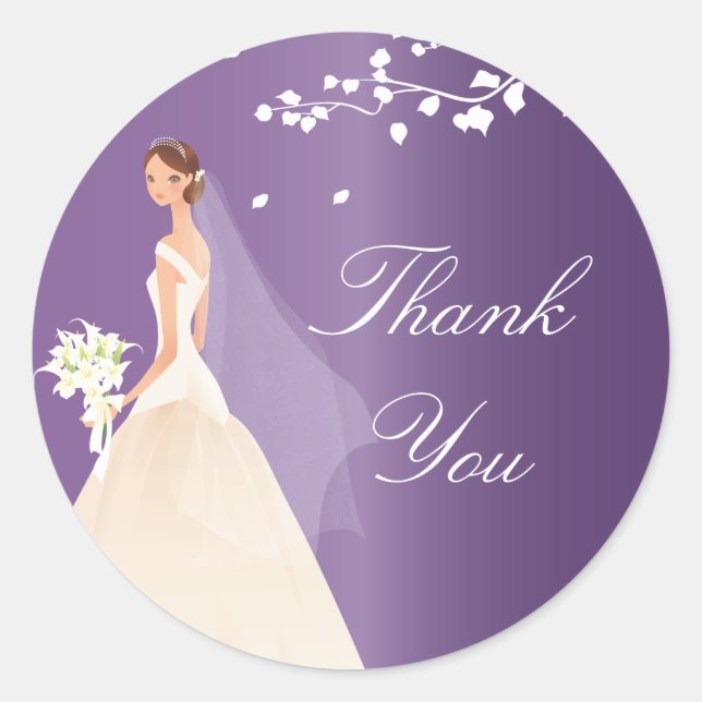 Redonda Amethyst Purple Bride Bridal Shower Pegatina (Anverso)