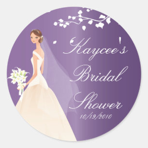 Redonda Amethyst Purple Bride Bridal Shower Pegatina