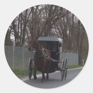 Redonda Amish Buggy Pegatina