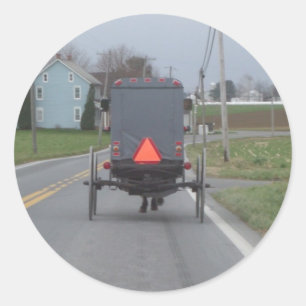 Redonda Amish Buggy Pegatina