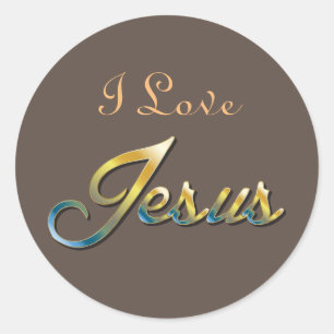 Redonda Amo a Jesus Brown Pegatina