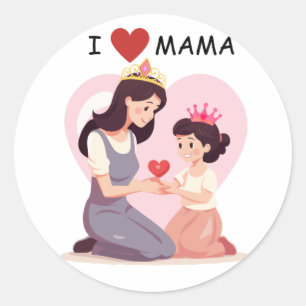 Redonda Amo a mamá Pegatina