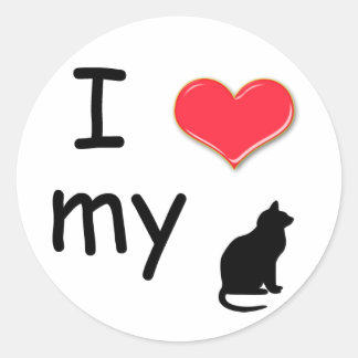 Redonda Amo a mi Pegatina de gatos