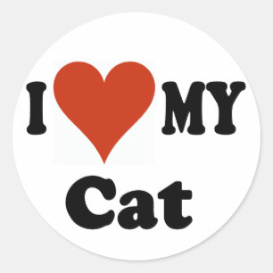Redonda Amo a mi Pegatina de gatos