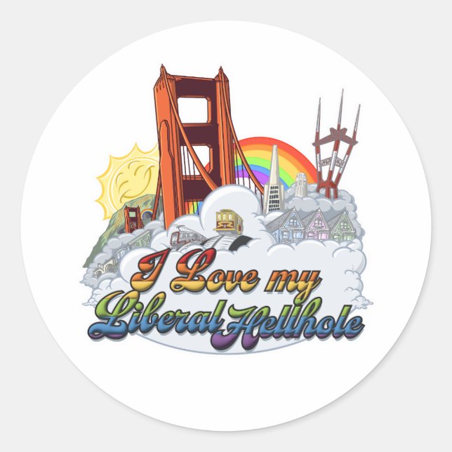 Redonda Amo a mi Pegatina liberal (Anverso)