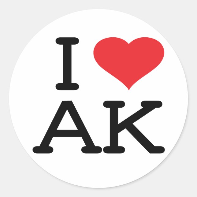 Redonda Amo AK - corazón - el pegatina 6 PK (Anverso)