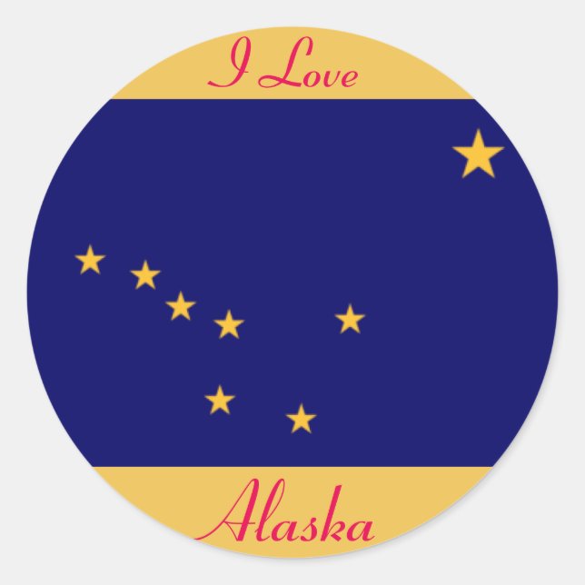 Redonda Amo al Pegatina Alaska (Anverso)