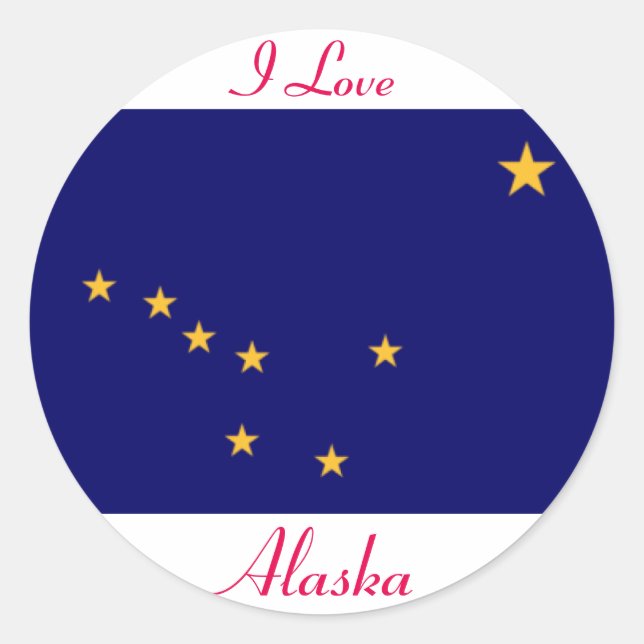 Redonda Amo al Pegatina Alaska (Anverso)