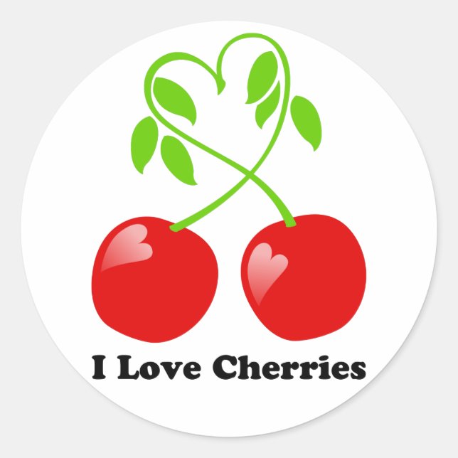 Redonda Amo al Pegatina de cerezas (Anverso)