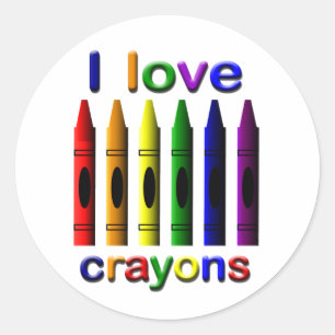 Redonda Amo al Pegatina de Crayons