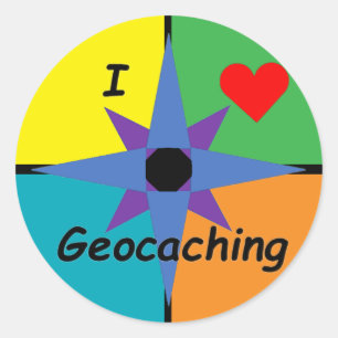 Redonda Amo al pegatina de Geocaching (grande)