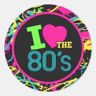 Redonda Amo al Pegatina de los 80, Pegatina Neon Retro 80
