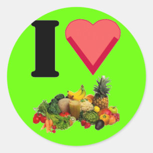 Redonda Amo al pegatina de los Veggies