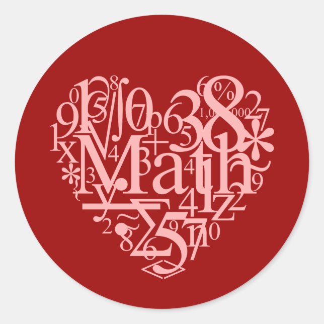 Redonda Amo al Pegatina de matemáticas (Anverso)