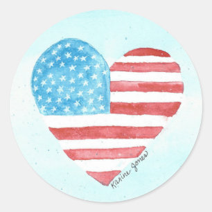 Redonda Amo al Pegatina del corazón de Estados Unidos