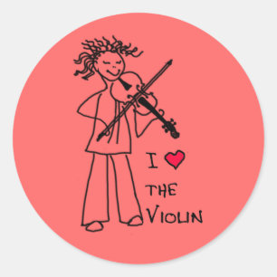 Redonda Amo al Rosa Pegatina del violín para el sitio del