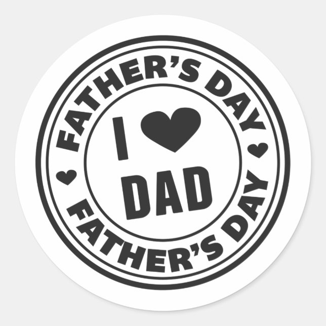 Redonda Amo el día de papá feliz padre | PEGATINA (Anverso)