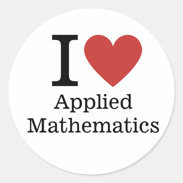 Redonda ❤️ Amo PEGATINA de Matemáticas Aplicadas (Anverso)