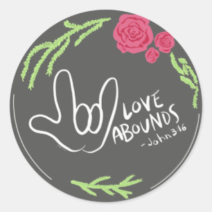 Redonda Amor abunda Pegatina Floral ASL