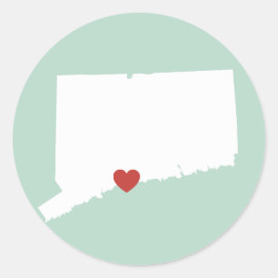 Redonda Amor de Connecticut - Pegatina de Personalizable