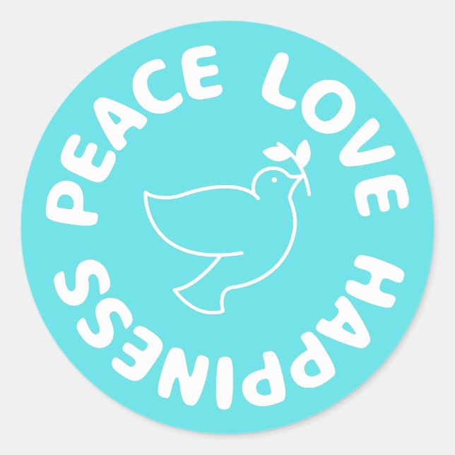 REDONDA AMOR DE LA PAZ FELICIDAD PEGATINA DE LA RONDA CLÁS (Anverso)