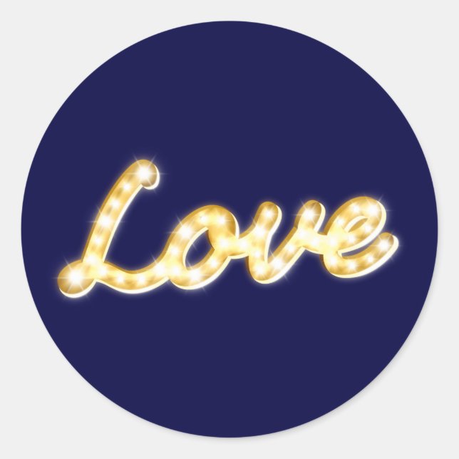 Redonda Amor en Marquee Lights Pegatina - marina (Anverso)