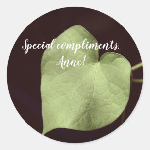 Redonda Amor, hoja de corazón, Pegatina de texto Personali