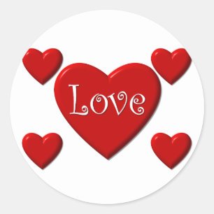 Redonda Amor Pegatina de ruidos de corazones rojos