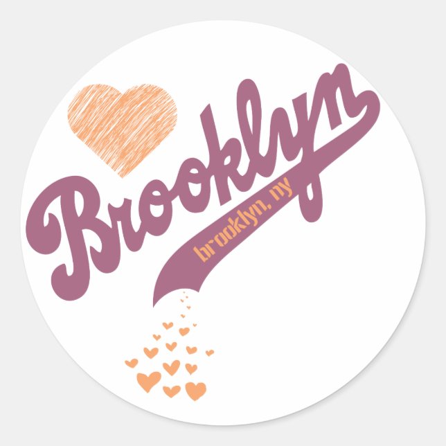 Redonda Amor por el Pegatina de Brooklyn (Anverso)