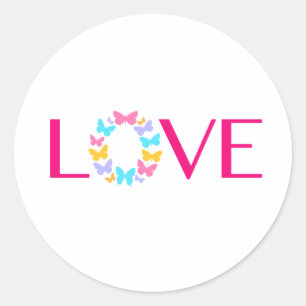 Redonda Amor y mariposas Pegatina redondo clásico