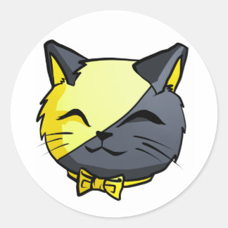 Redonda AnarKitty Chibi Anarchyball Cat Pegatina - AnCap