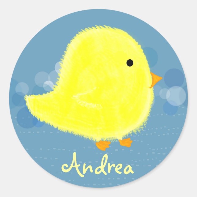Redonda Andrea Baby Chick Pegatina 369MyName (Anverso)