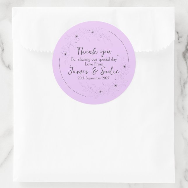 Redonda Anemone en Light Lilac Round Pegatina (Bolso)