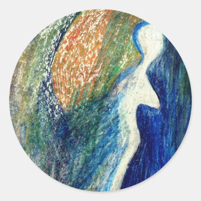 Redonda Angel Art Pegatina (Anverso)