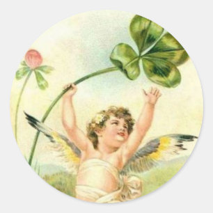 Redonda Ángel de la vintage y Shamrock - Pegatina