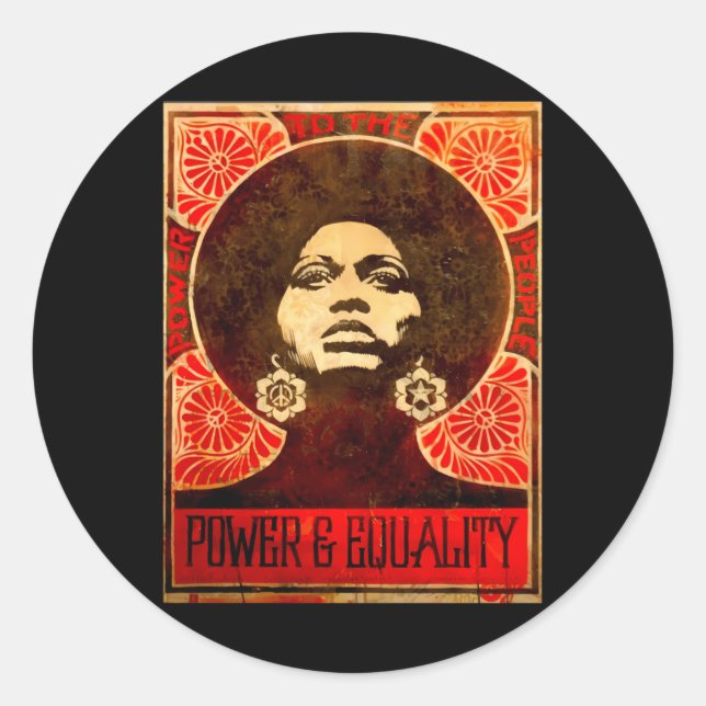 Redonda Angela Davis Poster 1971 Pegatina (Anverso)