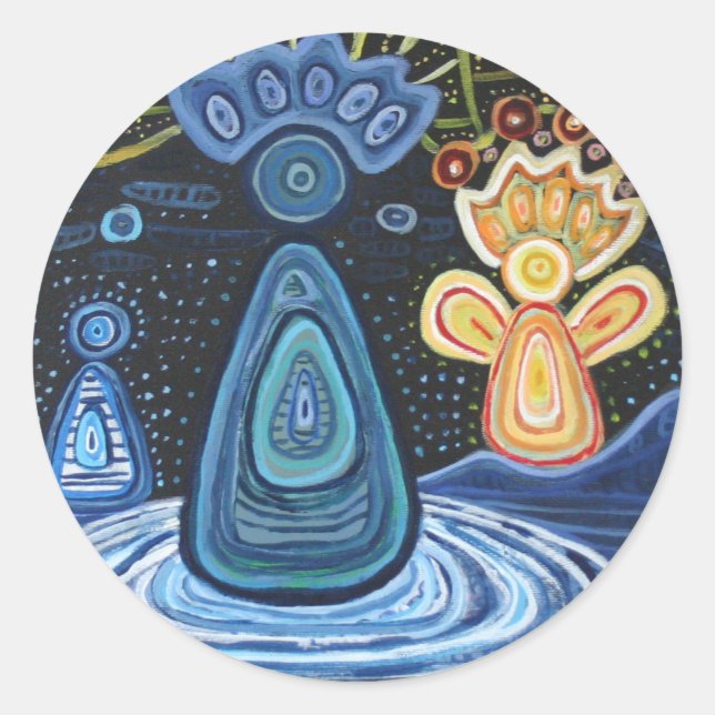 Redonda Angels Resumen Pegatina aborigen, brillante (Anverso)