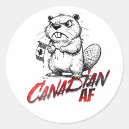 Redonda Angry Beaver Canadian AF Pegatina