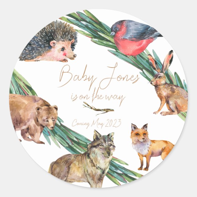 Redonda Animales forestales de Woodland | Pegatina MultiUs (Anverso)