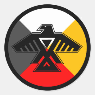 Redonda Anishinabek Dodem y 4 Direcciones Pegatina