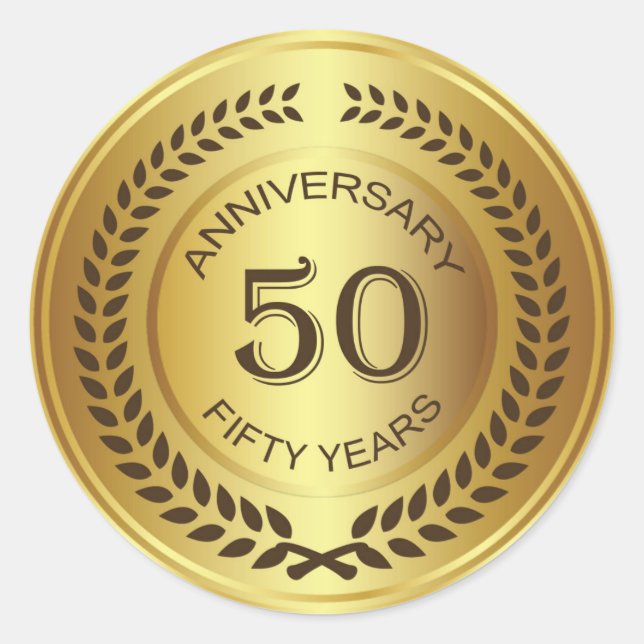 Redonda Aniversario de Oro 50 con Pegatina de laurel (Anverso)