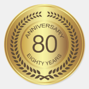 Redonda Aniversario de Oro 80 con Pegatina de laurel