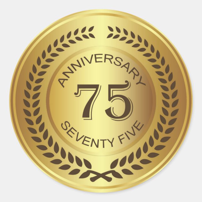 Redonda Aniversario dorado 75 con Pegatina de laurel (Anverso)