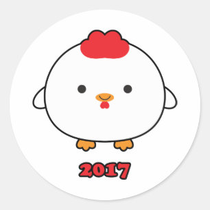 Redonda Año del pegatina 2017 del gallo