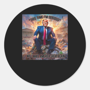 Redonda Anti-trump esta vez soy un serio Pegatina