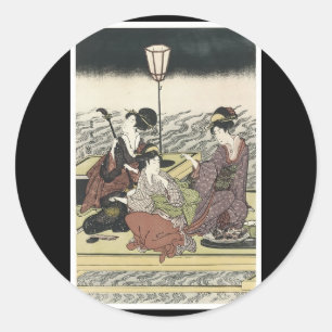 Redonda Antiguo Pegatina de arte japonés
