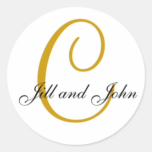 Redonda Apellido inicial C más nombres Pegatina dorado (Anverso)