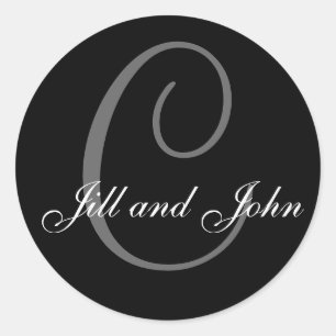 Redonda Apellido inicial C más nombres Pegatina negra